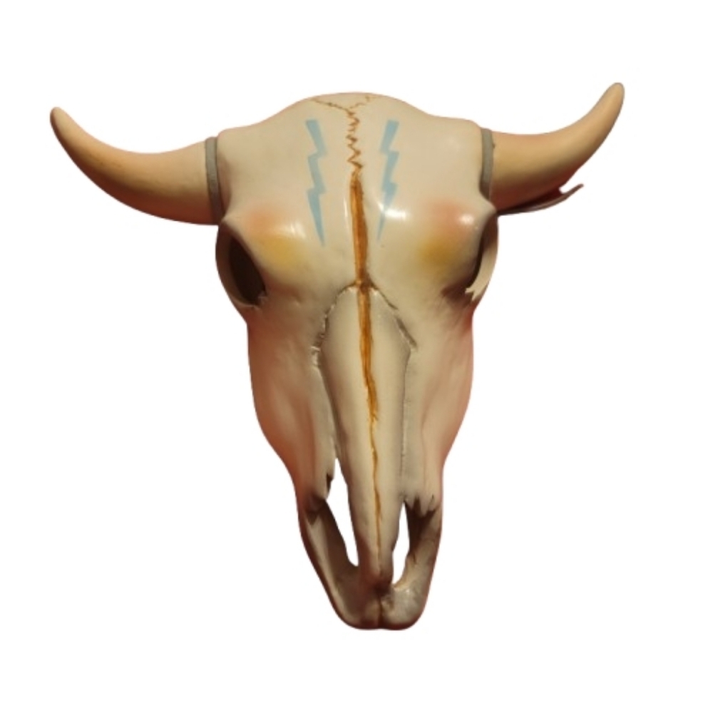 Vintage Ceramic Steer Skull Southwestern Bull Cow Wall Hanging Lightening Clay